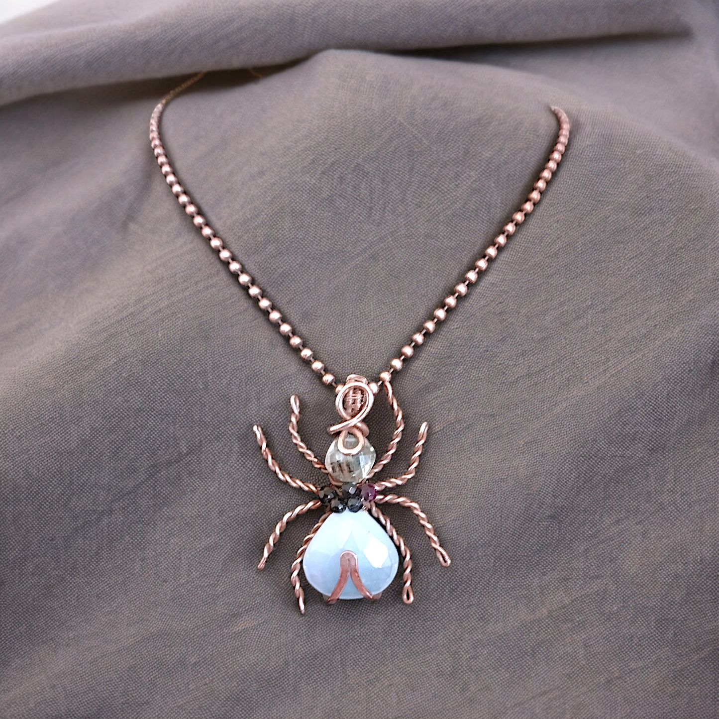 Angelite & Aventurine spider pendant