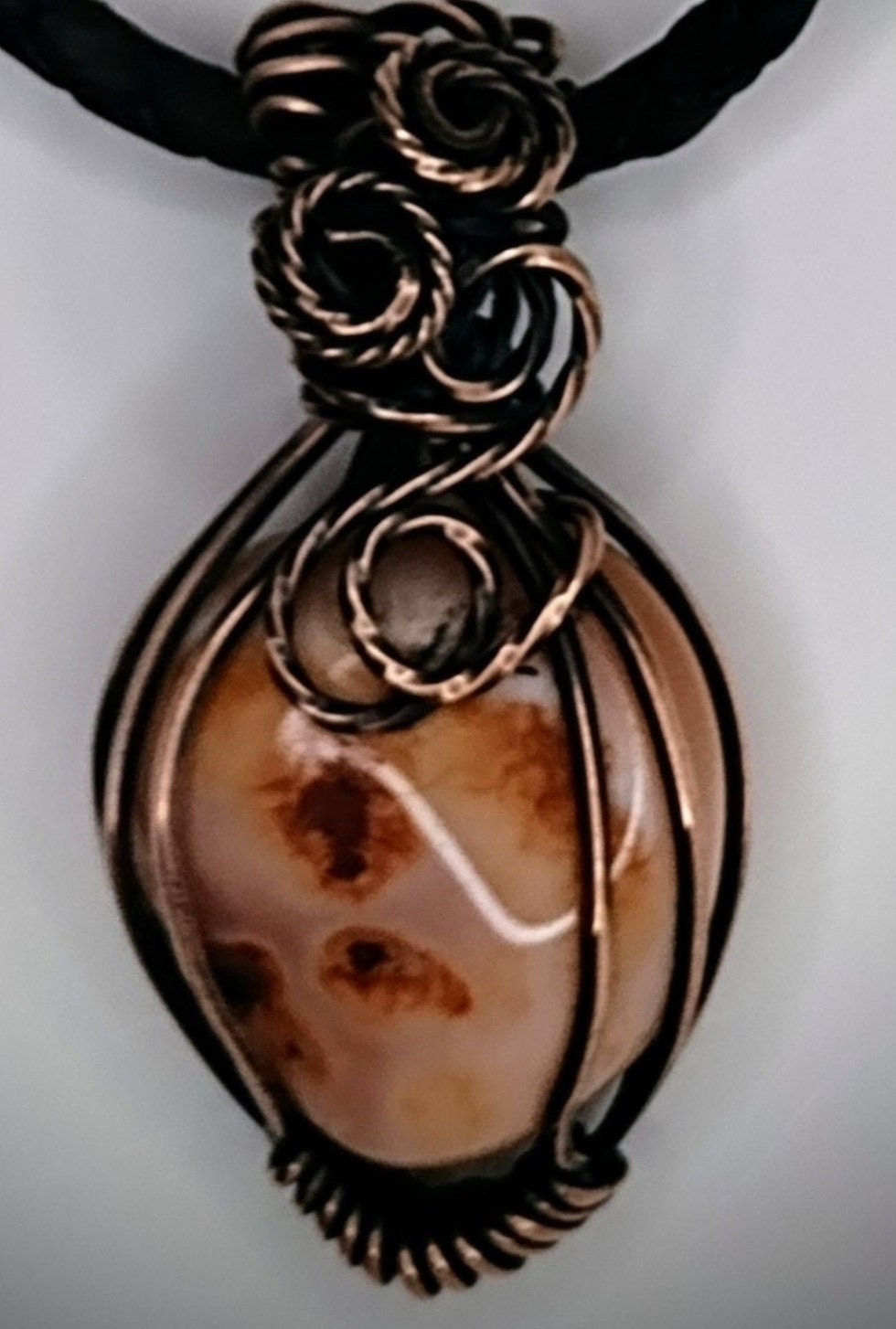 Antiqued copper & Carnelian pendant