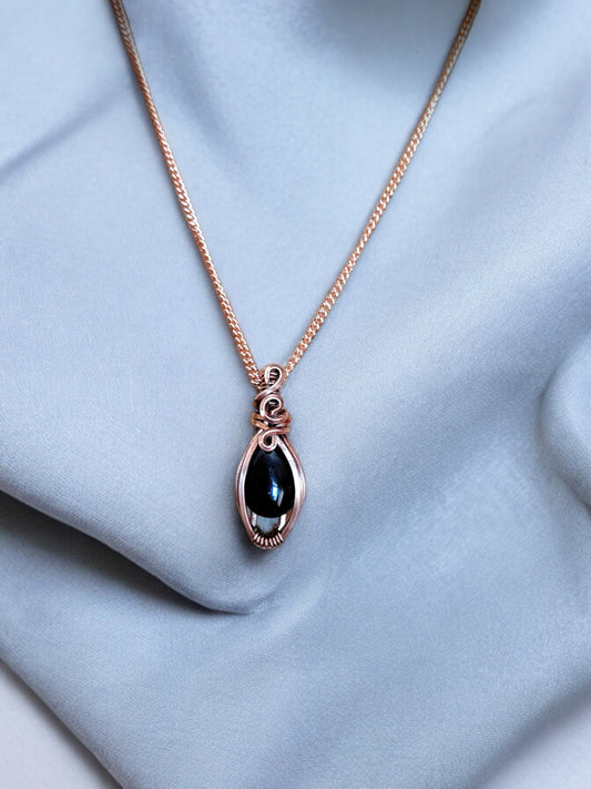 Obsidian teardrop swirl pendant