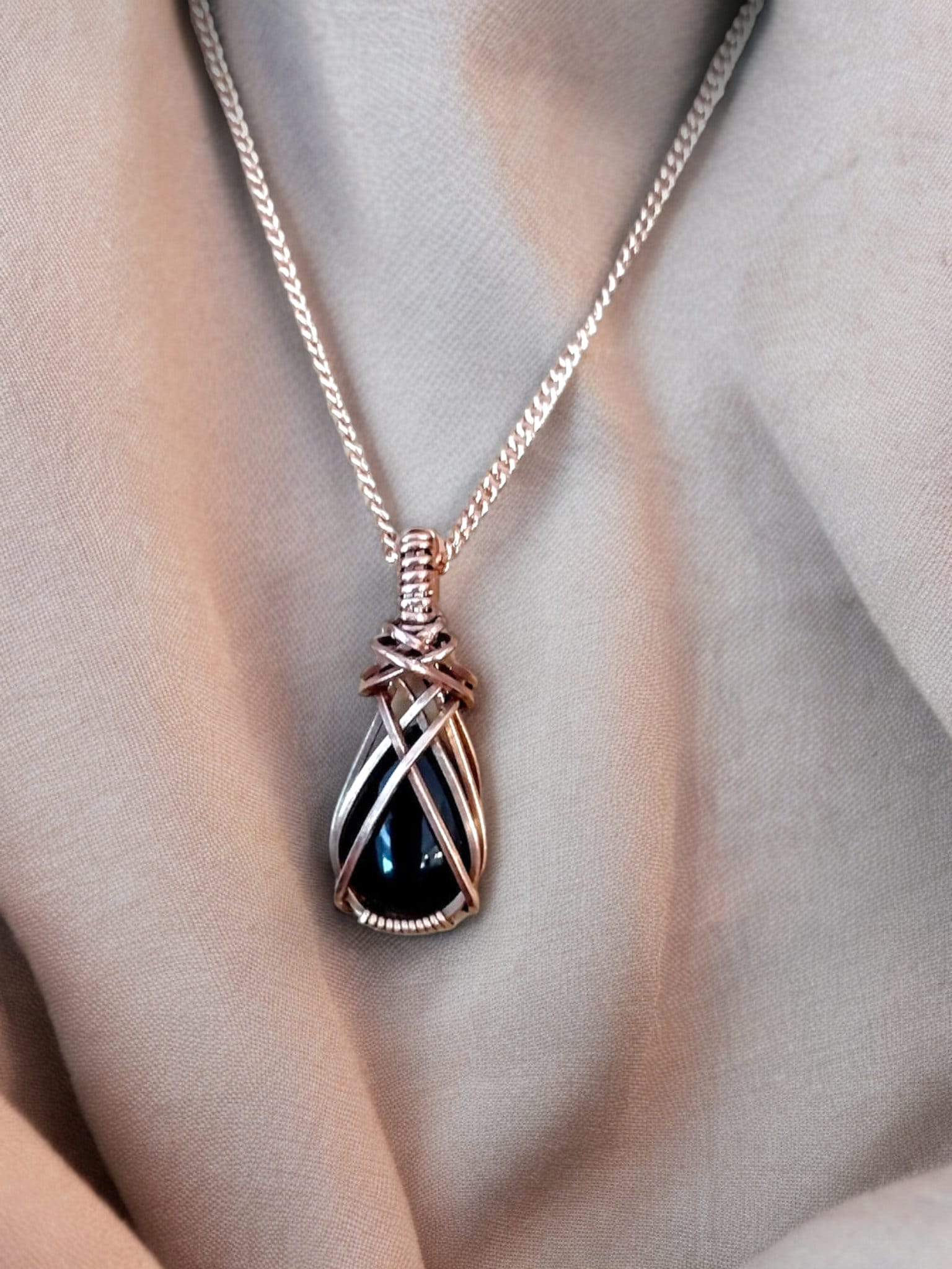 Obsidian teardrop pendant